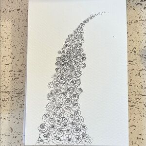 Original ink drawing roses abstract wall art